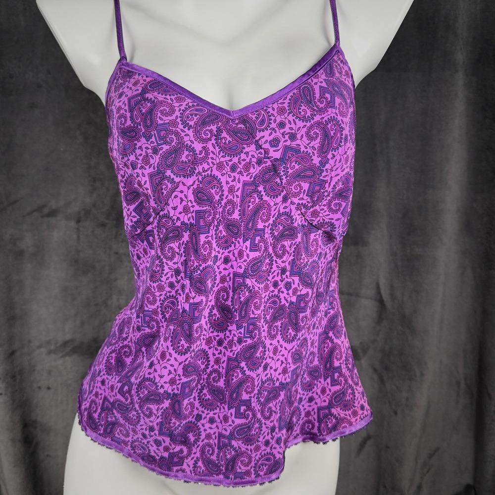 Vintage Monsoon Silk Paisley Cami Y2K Boho Indie Sleaze Fairy Grunge Top Small